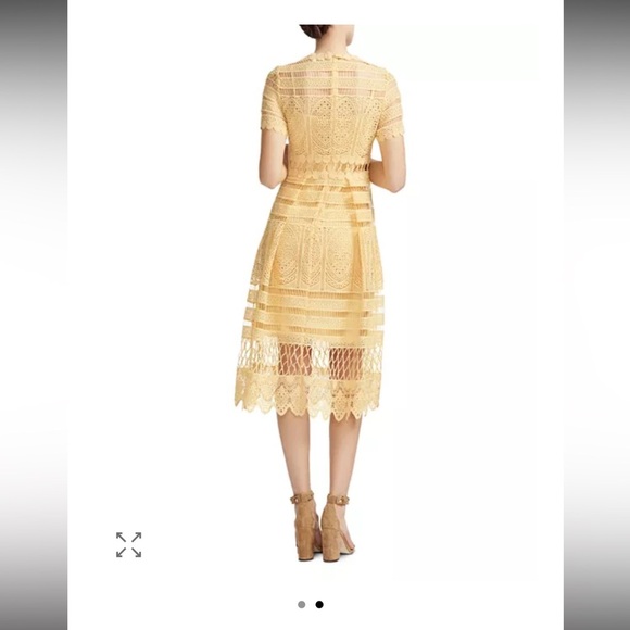 Maje Roseray Yellow Lace Midi Dress Size 2 - Picture 2 of 11